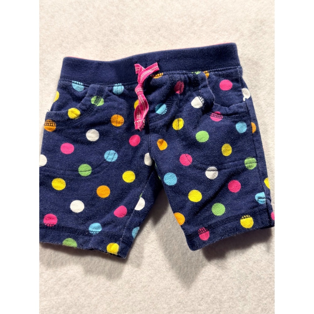 Carters Baby Girls Navy Blue Polka Dot Jersey Knit Shorts 6 Months Multi Color